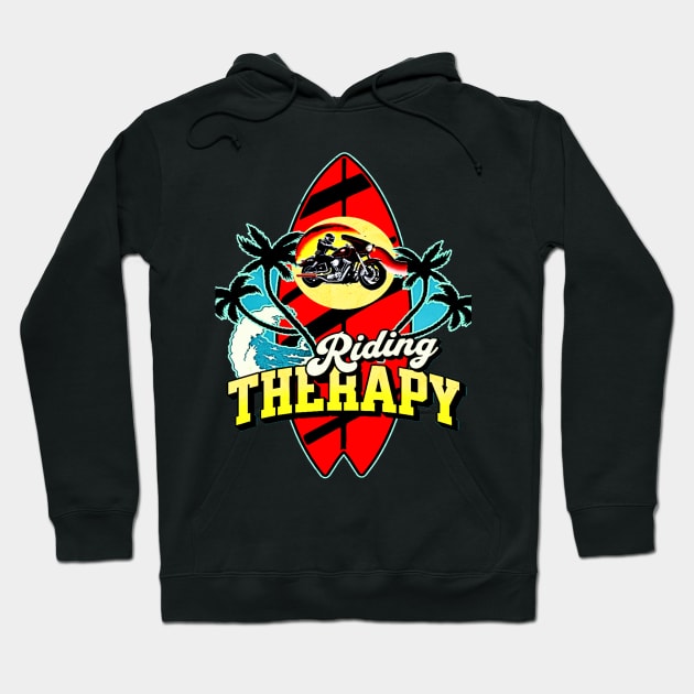 Riding Therapy, Hello Summer Vintage Motorcycle ,American customs,Funny Biker Motorcycle Helmet Motorbike Racing Motorcyclist Rally Racing Lover Gifts Hoodie by Customo